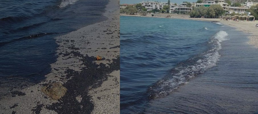Πετρελαιοκηλίδα στον Σαρωνικό: Το μαζούτ έφτασε μέχρι την παραλίας της Σαρωνίδας (pics)