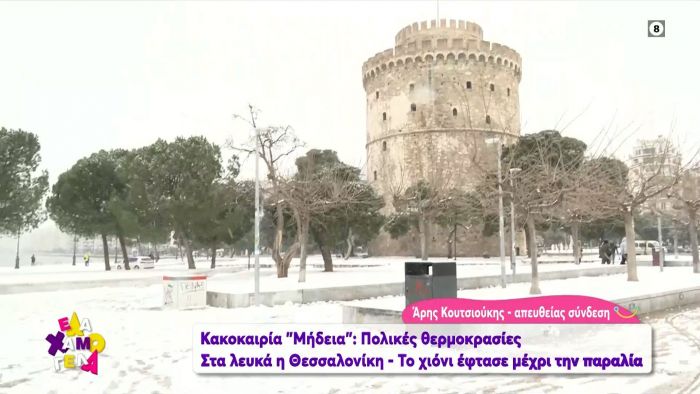 Θεσσαλονίκη: Το χιόνι έφτασε μέχρι την παραλία (vid)